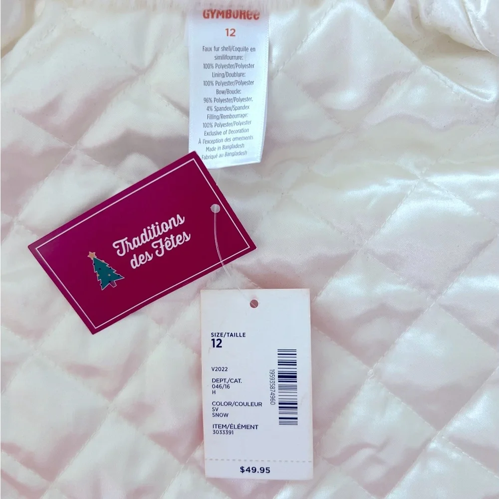 NWT-Gymboree Holiday Traditions Faux Fur White Vest with Bow size 12 months - Picture 4 of 4